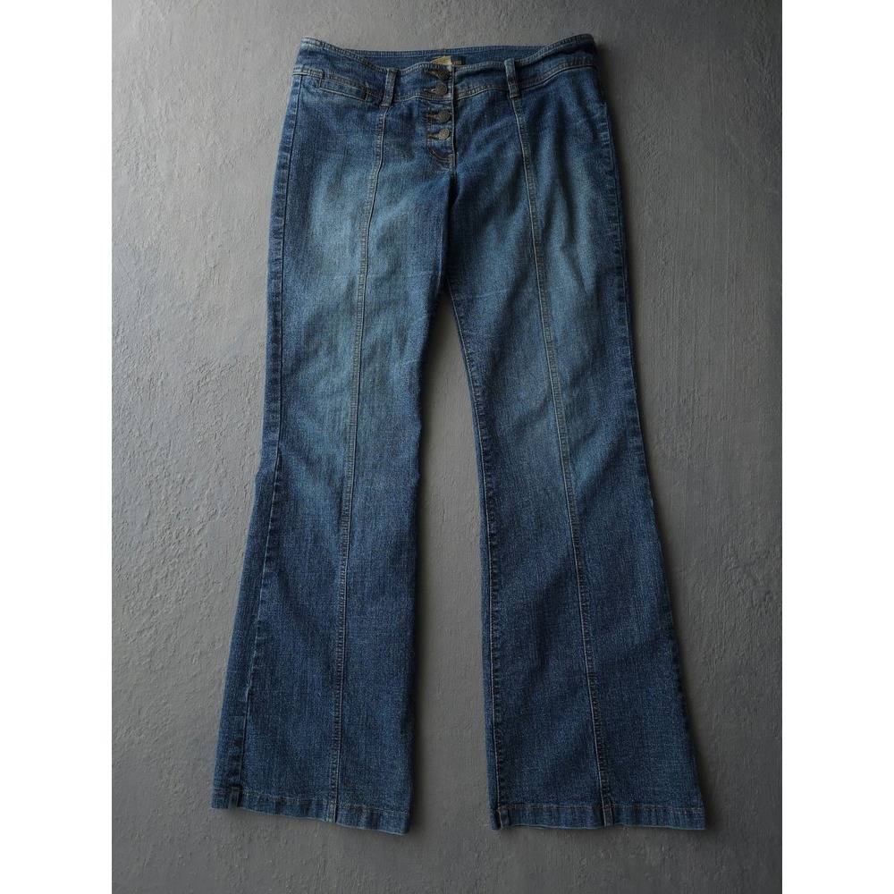 Vintage Y2K Armor Jeans Blue Flare Jeans 9/10 Button Fly Seam Detail